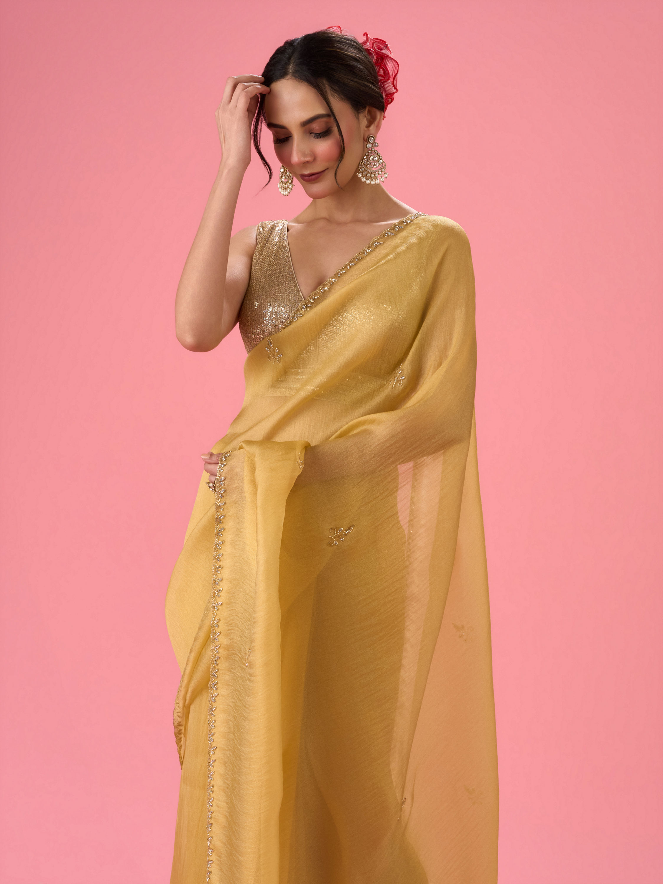Mohey Women Sunny Elegance Organza Saree
