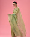 Mohey Women Sea Green Organza Splendour Saree