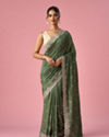 Mohey Women Green Art Silk Saree with Stone Work