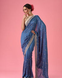 Mohey Women Fluttering Light Blue Saree