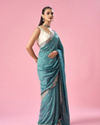 Mohey Women Sea Green Art Silk Saree with Stone Work