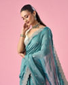 Mohey Women Sea Green Art Silk Saree with Stone Work