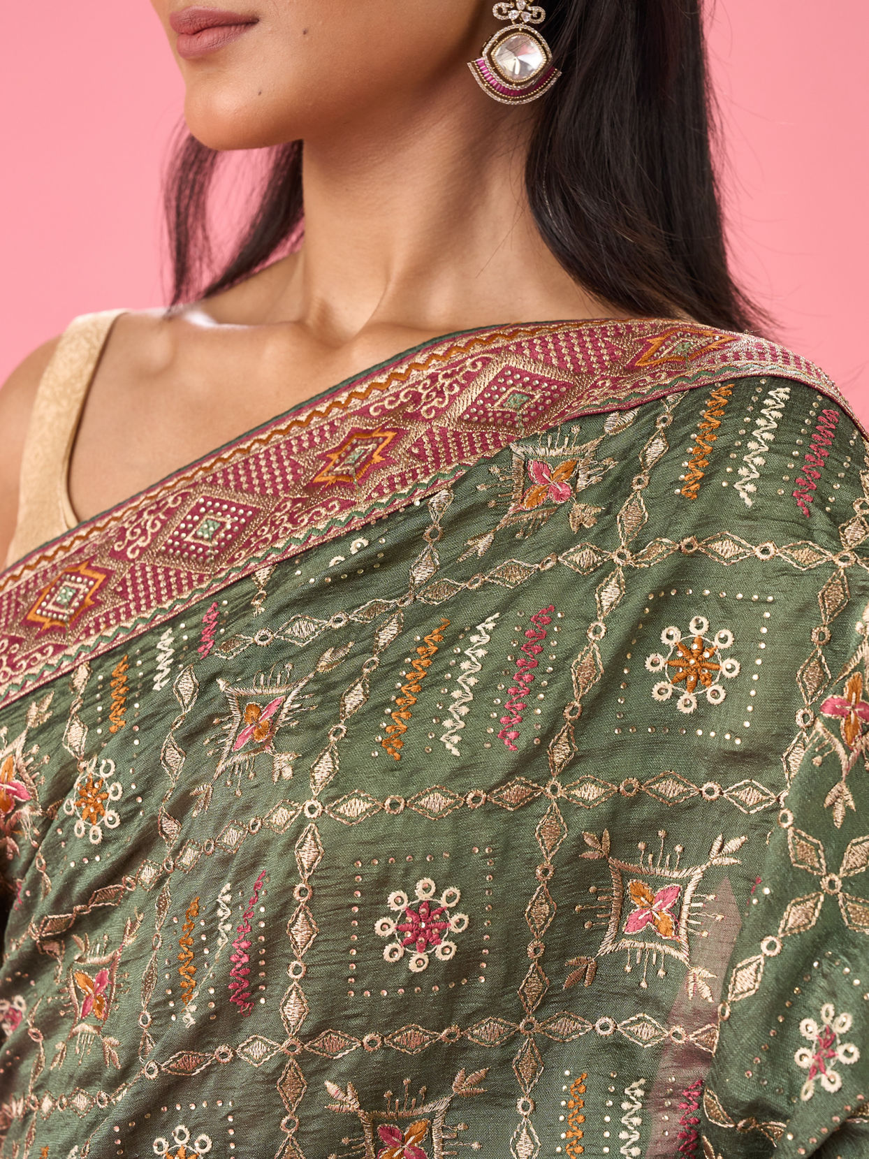 Mohey Women Emerald Elegance Saree