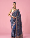 Mohey Women Grey Silk Saree with Stone Work