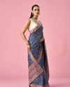 Mohey Women Grey Silk Saree with Stone Work