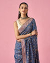 Mohey Women Grey Silk Saree with Stone Work