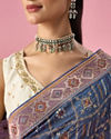 Mohey Women Grey Silk Saree with Stone Work