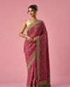 Mohey Women Pink Art Silk Saree with Stone and Thread Work