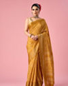 Mohey Women Mustard Yellow Art Silk Saree with Print