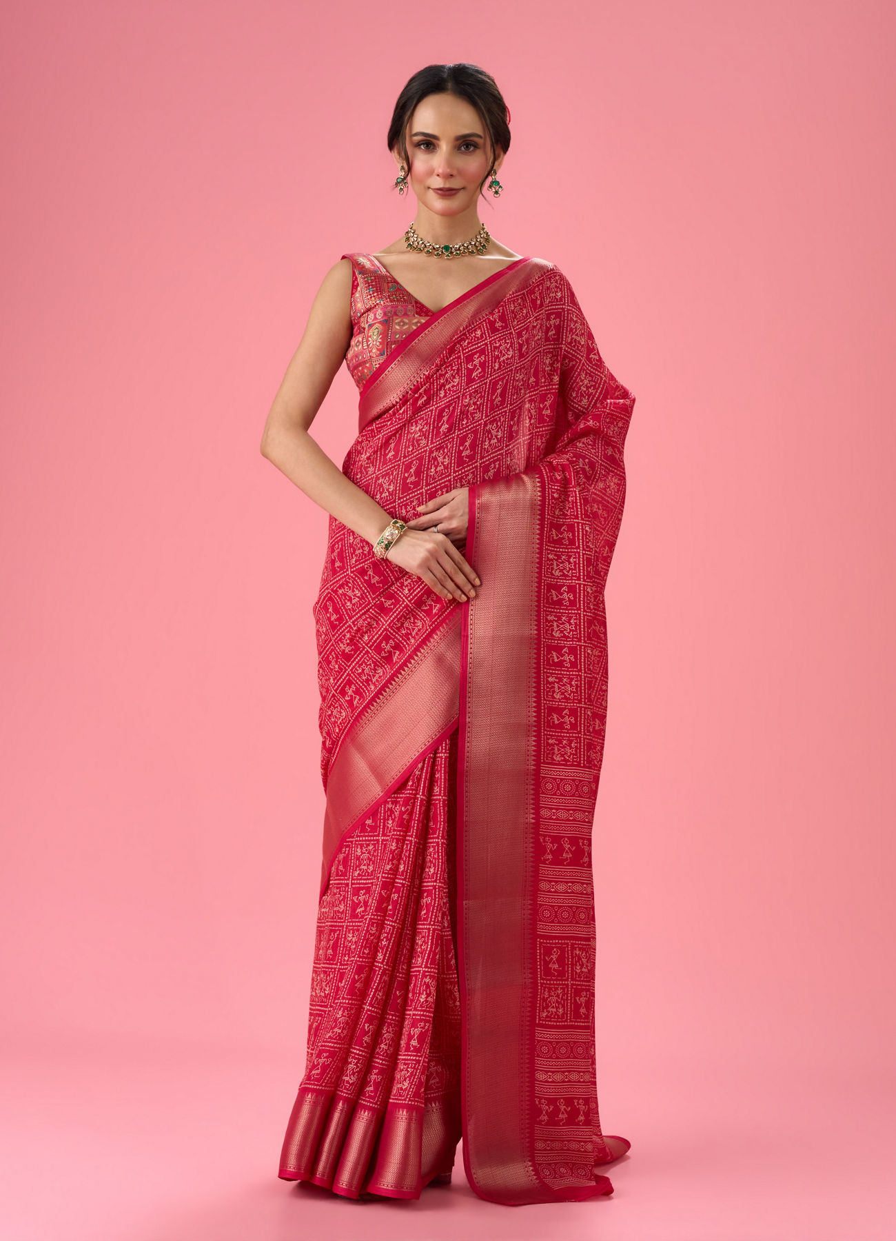 Mohey Women Radiant Rani Pink Saree
