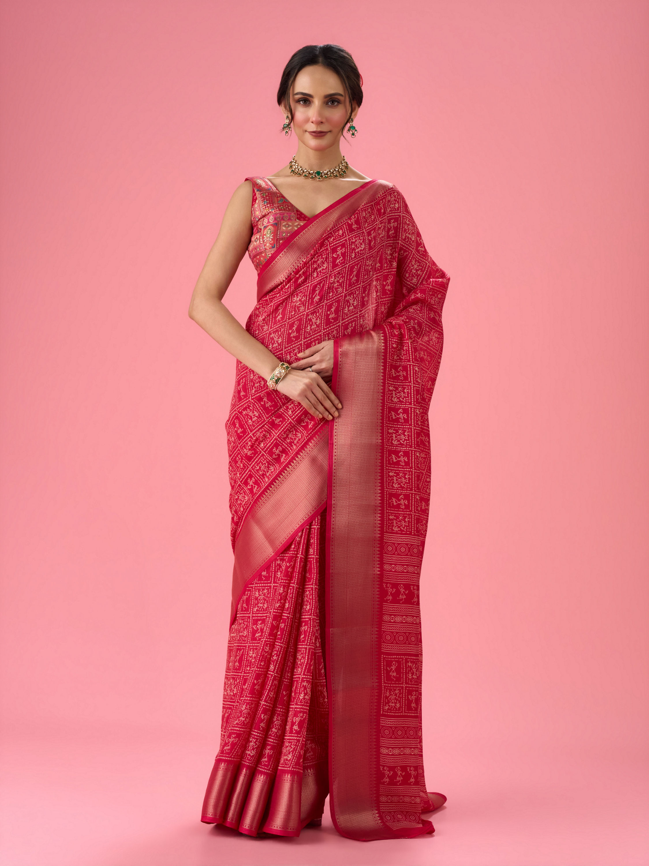 Mohey Women Radiant Rani Pink Saree