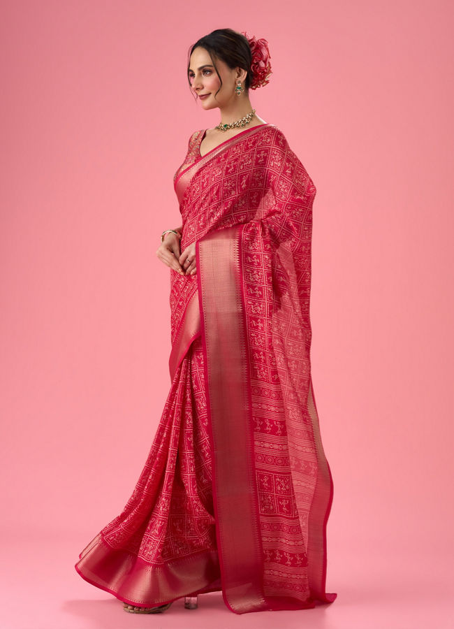 Mohey Women Radiant Rani Pink Saree