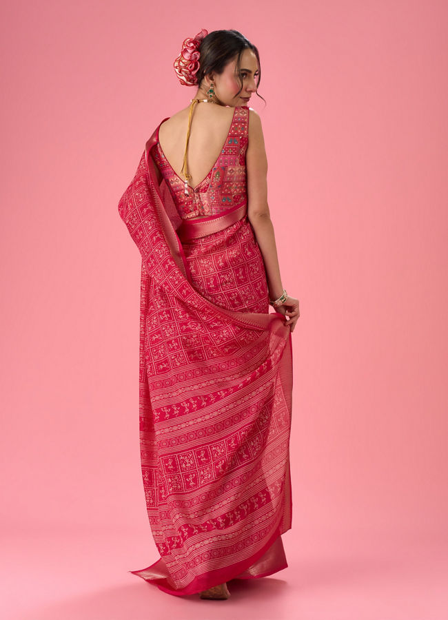 Mohey Women Radiant Rani Pink Saree