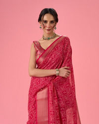 Mohey Women Radiant Rani Pink Saree