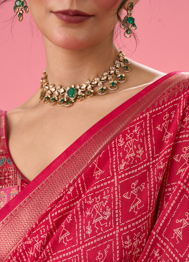 Mohey Women Radiant Rani Pink Saree