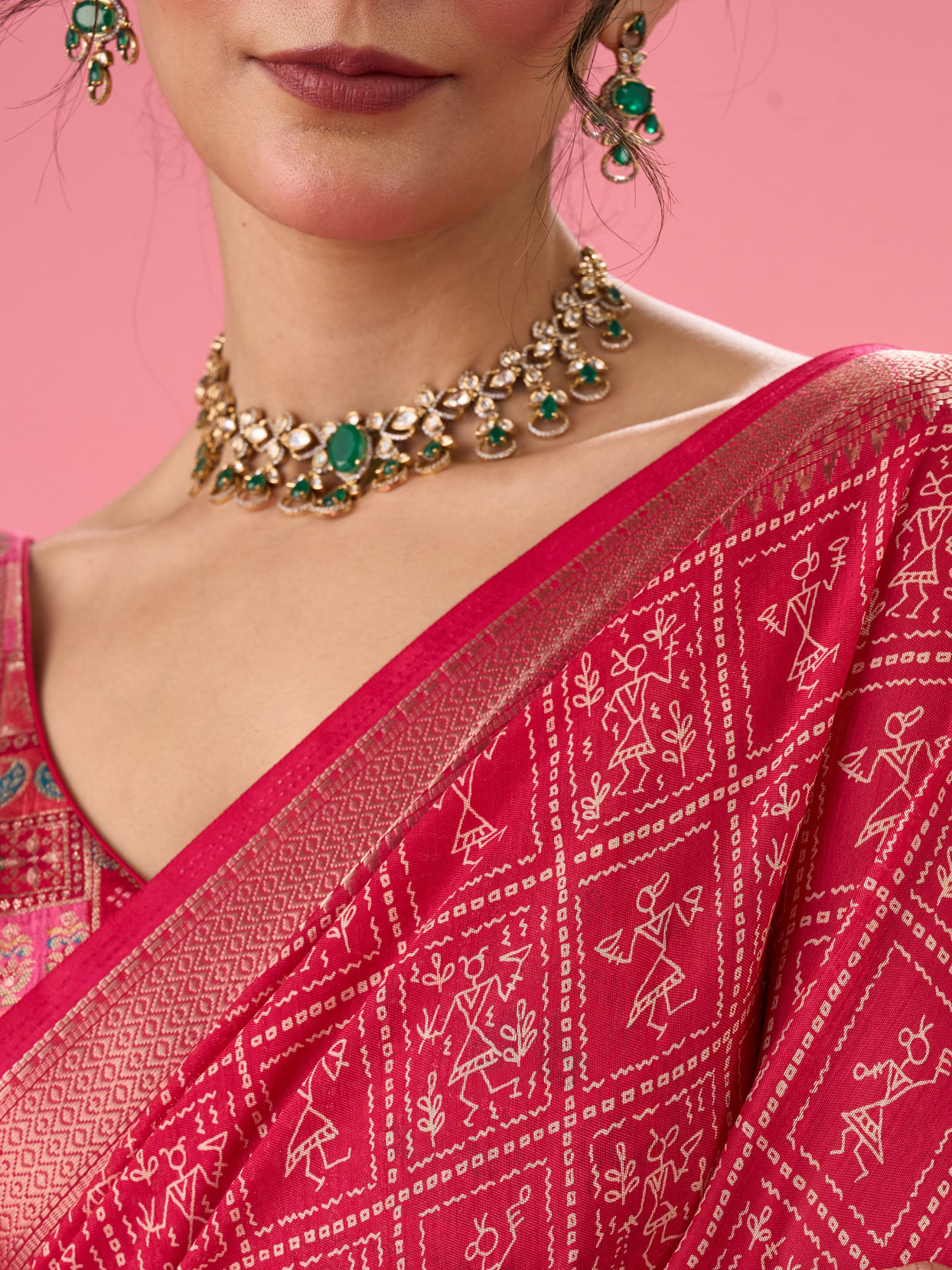 Mohey Women Radiant Rani Pink Saree