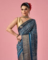 Mohey Women Indigo Blue Art Silk Saree with Gold Print