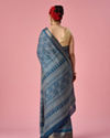 Mohey Women Indigo Blue Art Silk Saree with Gold Print