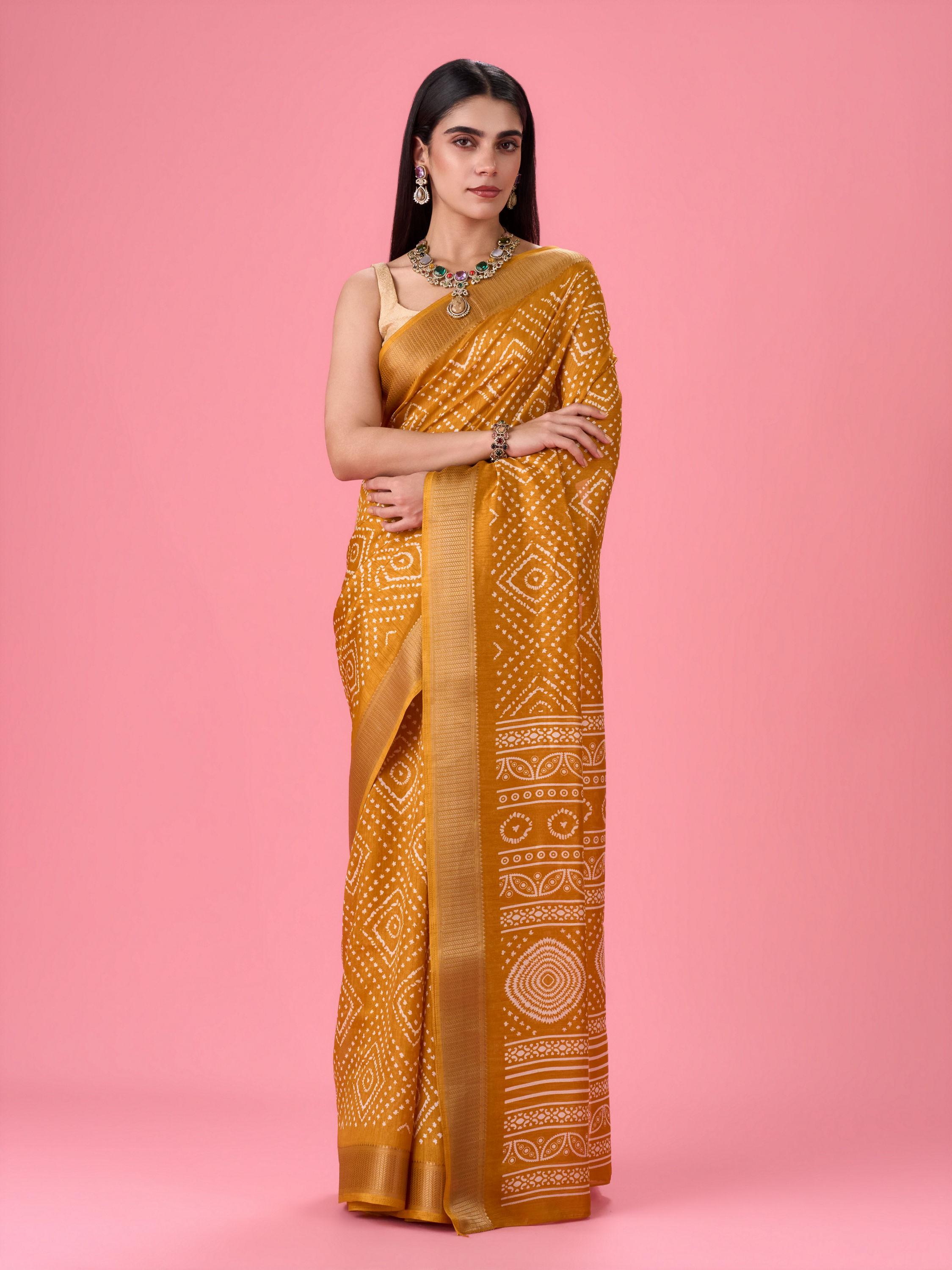 Mohey Women Mustard Melody Silk Saree