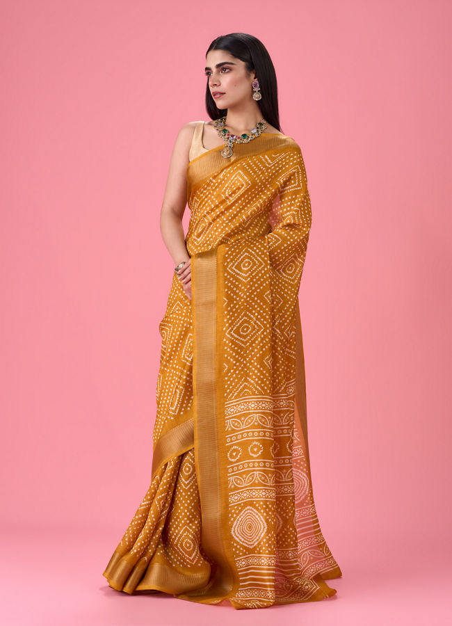 Mohey Women Mustard Melody Silk Saree
