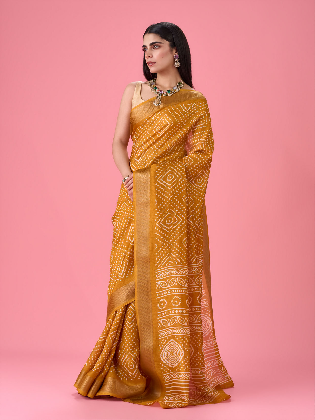 Mohey Women Mustard Melody Silk Saree