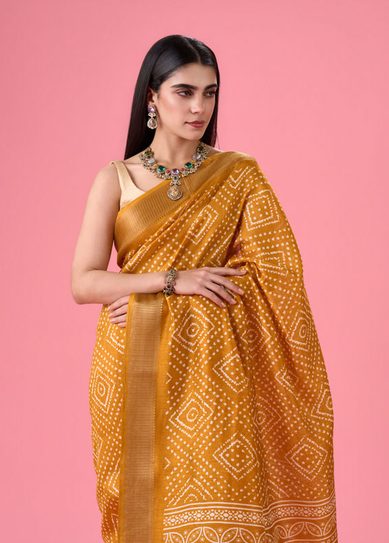 Mohey Women Mustard Melody Silk Saree