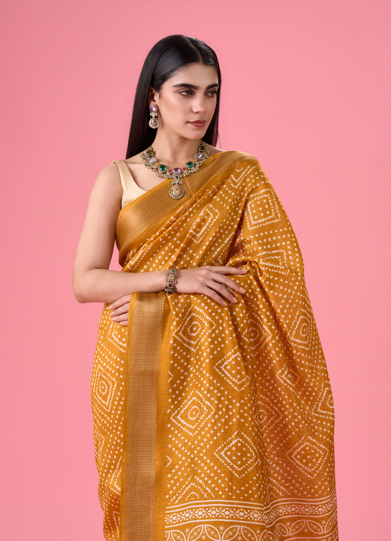 Mohey Women Mustard Melody Silk Saree