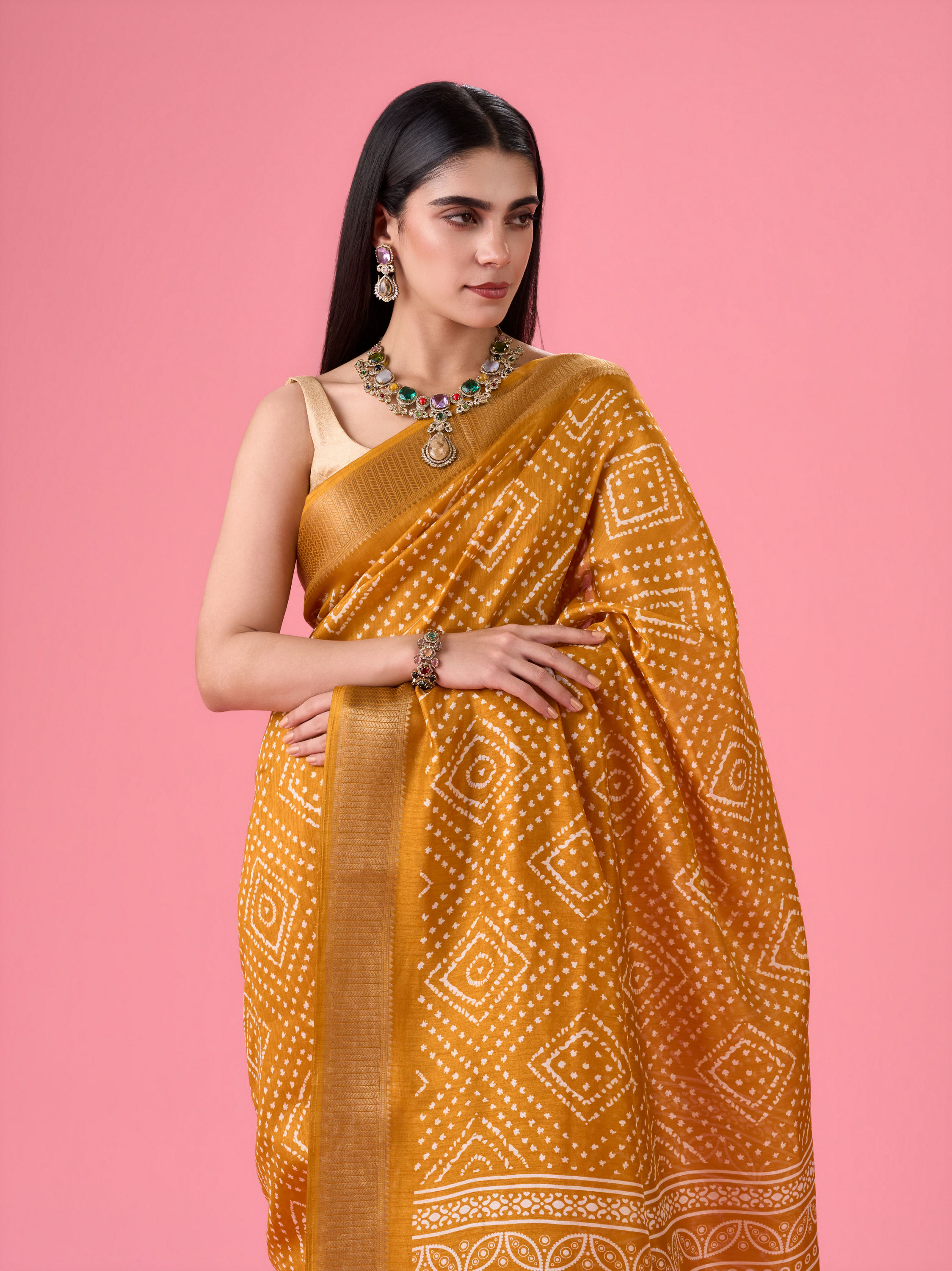 Mohey Women Mustard Melody Silk Saree