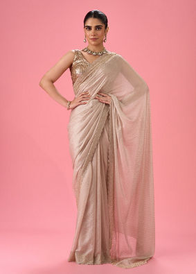 Mohey Women Ethereal Cream Organza Saree