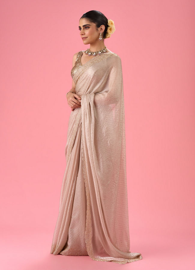 Mohey Women Ethereal Cream Organza Saree