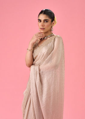 Mohey Women Ethereal Cream Organza Saree