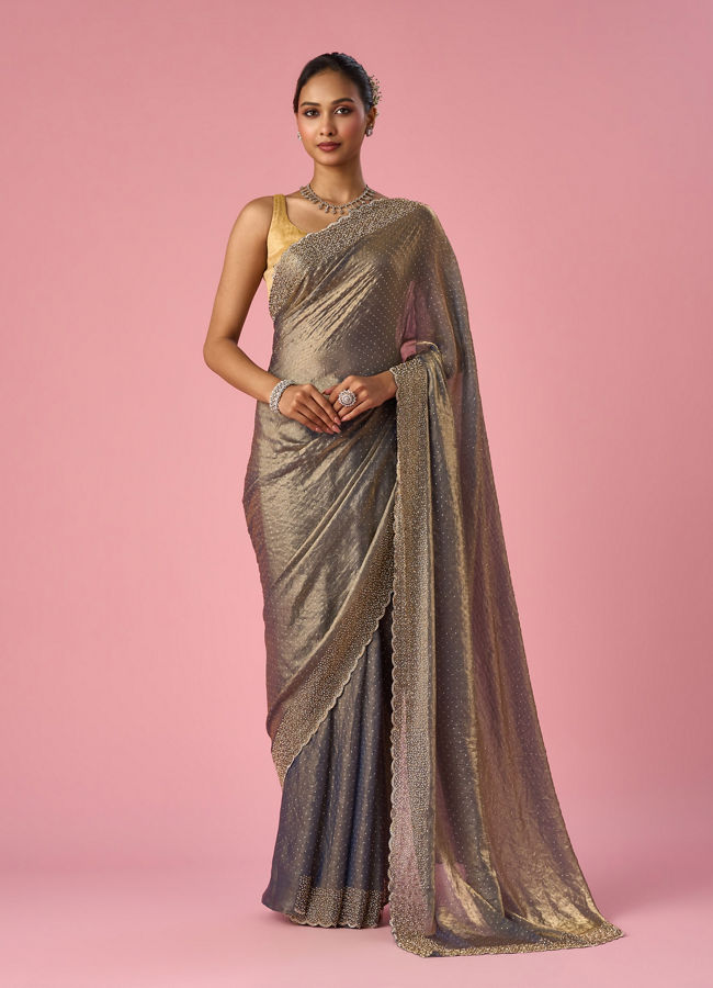 Mohey Women Grey Organza Saree with Cutdana Work
