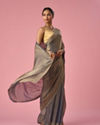 Mohey Women Grey Organza Saree with Cutdana Work