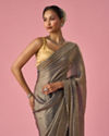 Mohey Women Grey Organza Saree with Cutdana Work