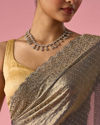 Mohey Women Grey Organza Saree with Cutdana Work