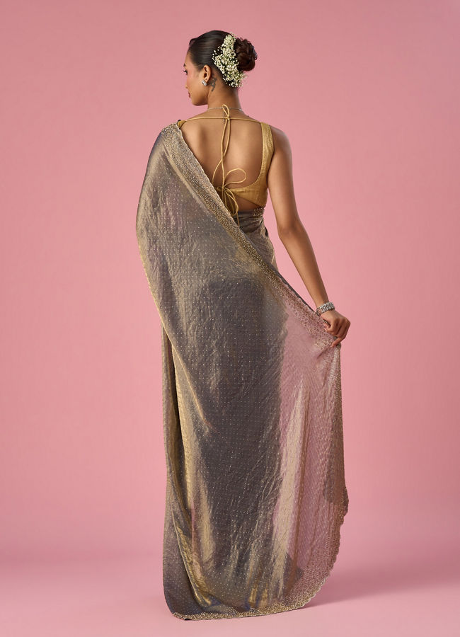 Mohey Women Grey Organza Saree with Cutdana Work
