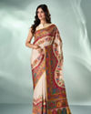 Mohey Women Cream Art Silk Saree with Weave Design