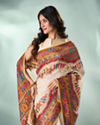 Mohey Women Cream Art Silk Saree with Weave Design