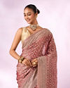 Mohey Women Pink Organza Saree with Stone Work
