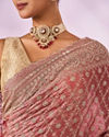 Mohey Women Pink Organza Saree with Stone Work