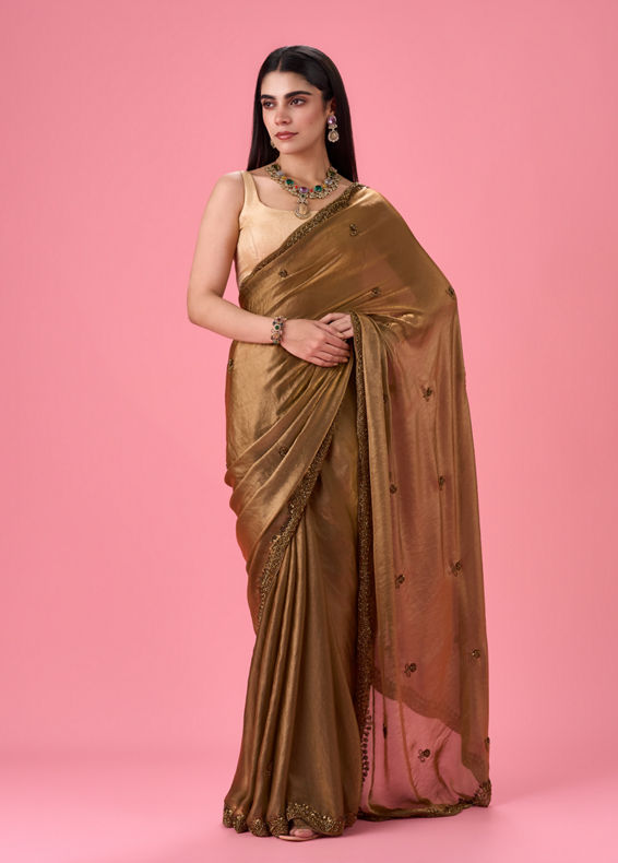 Mohey Women Regal Mehandi Green Organza Saree
