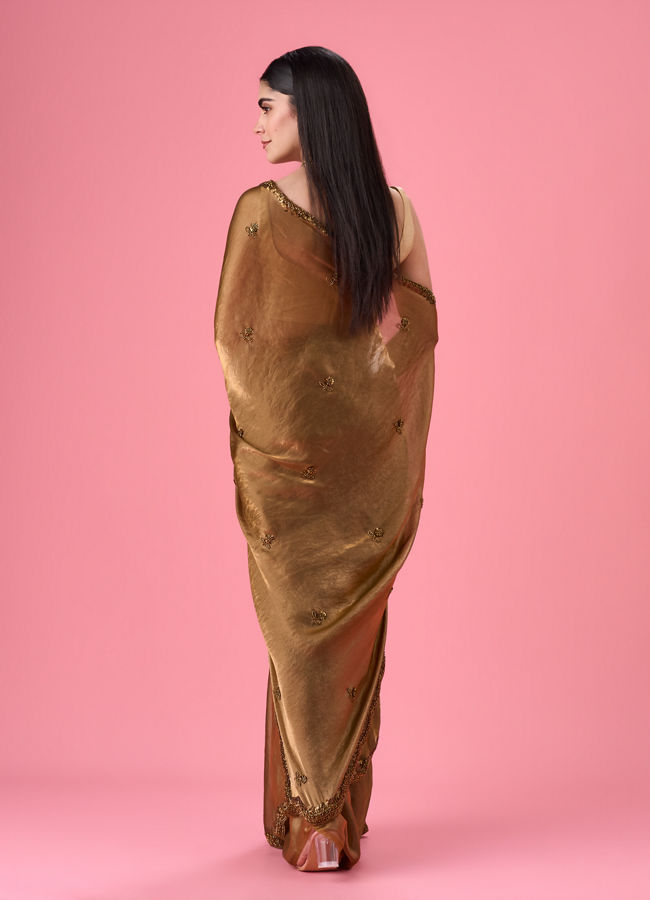 Mohey Women Regal Mehandi Green Organza Saree