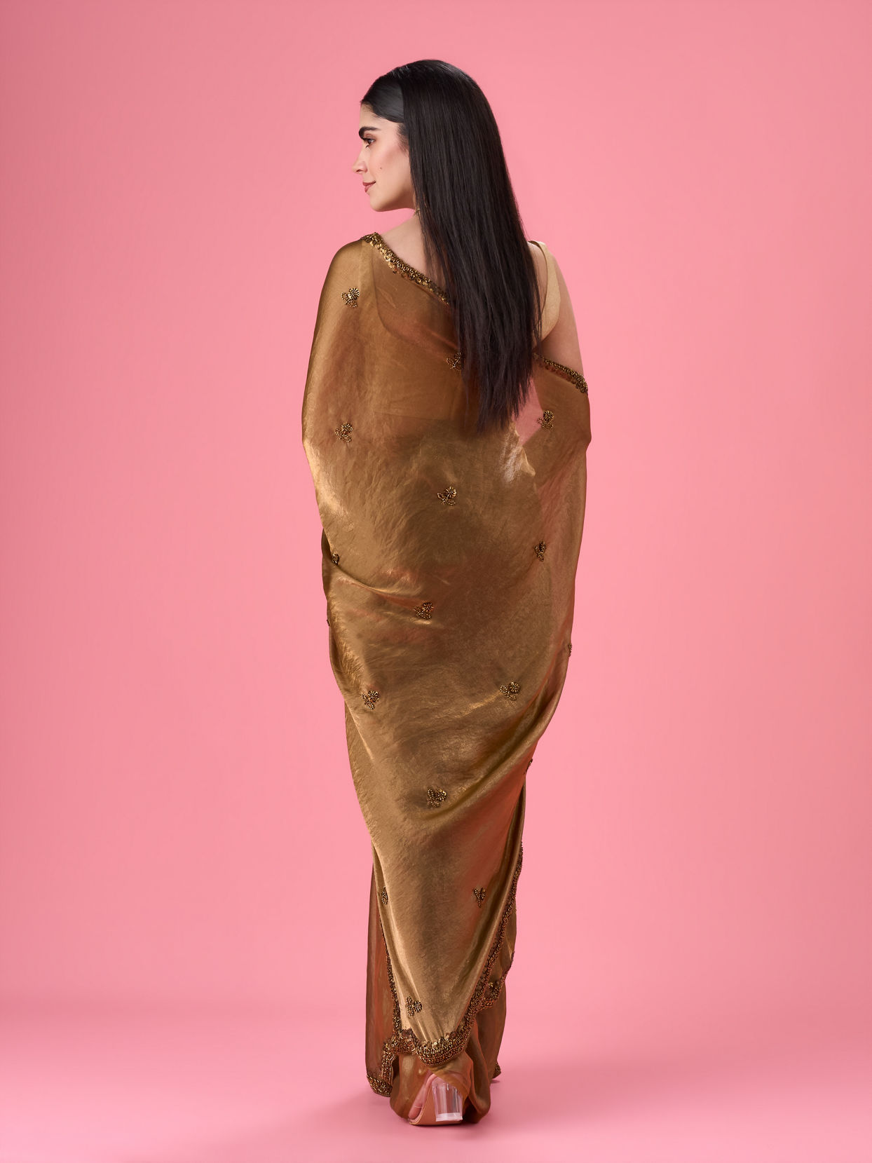 Mohey Women Regal Mehandi Green Organza Saree