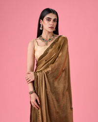 Mohey Women Regal Mehandi Green Organza Saree