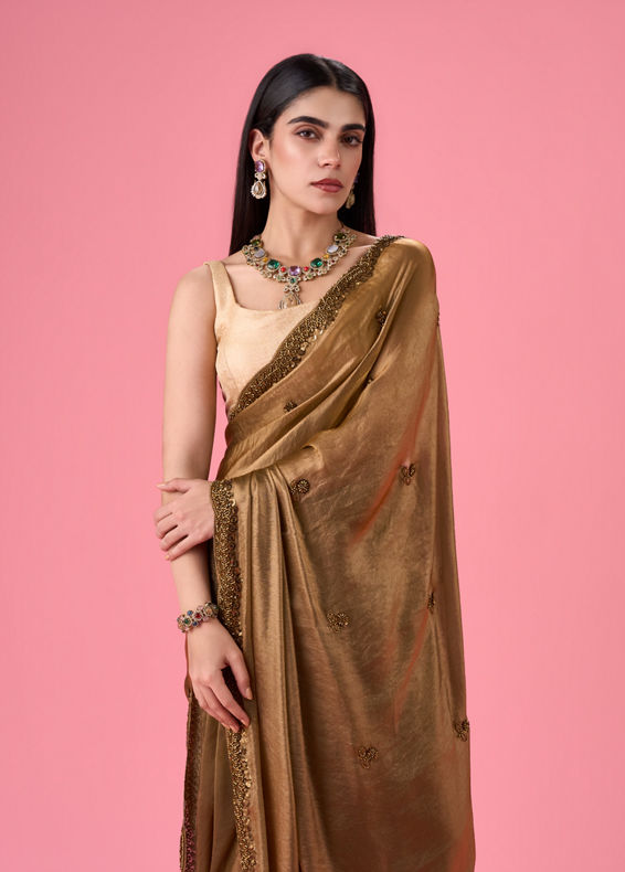 Mohey Women Regal Mehandi Green Organza Saree