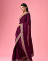 Mohey Women Wine Chinon Saree