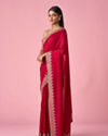 Mohey Women Pink Chinon Saree with Stone Work