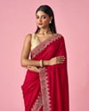Mohey Women Pink Chinon Saree with Stone Work