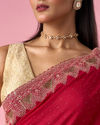 Mohey Women Pink Chinon Saree with Stone Work