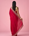 Mohey Women Pink Chinon Saree with Stone Work